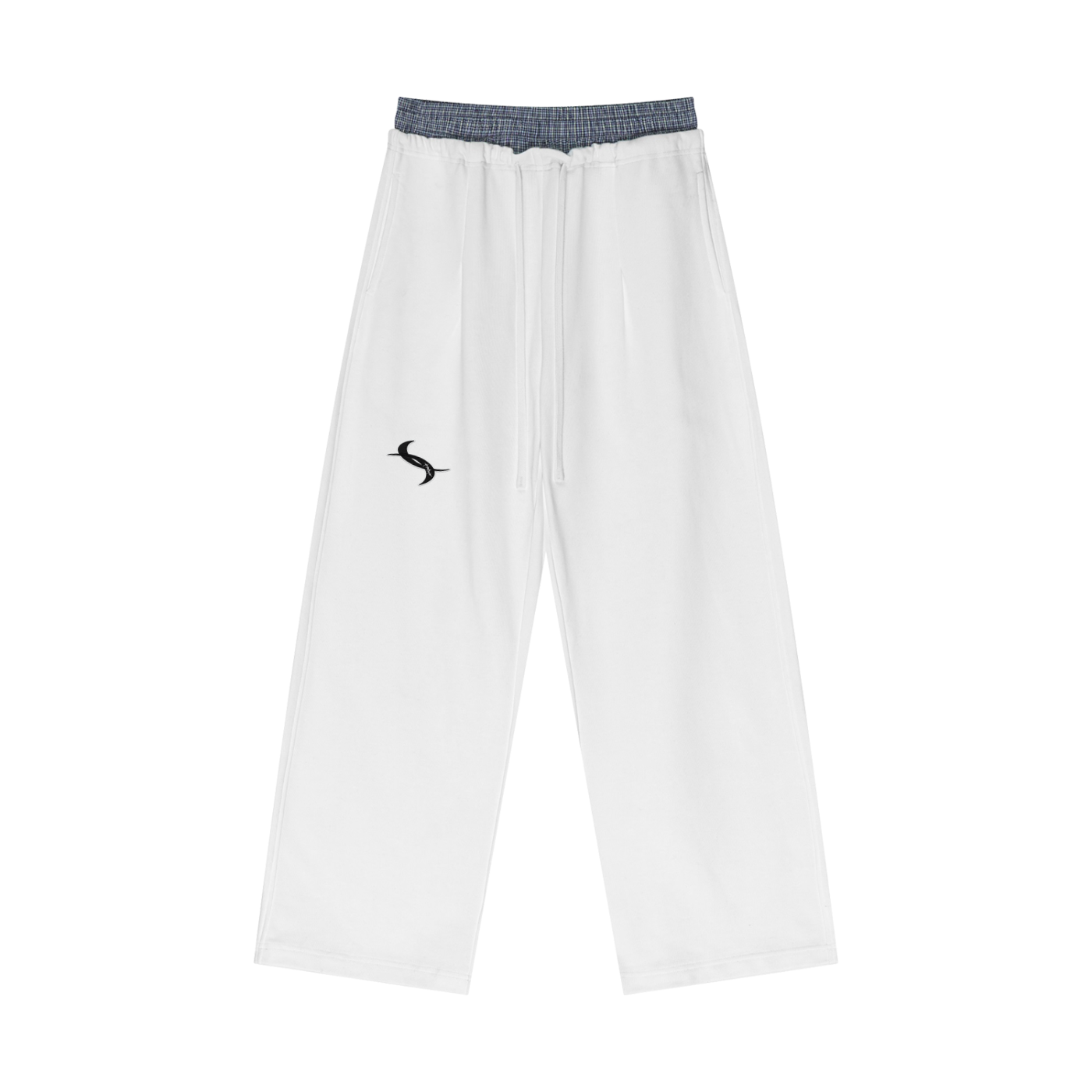 Plaid Contrast Waist Pants