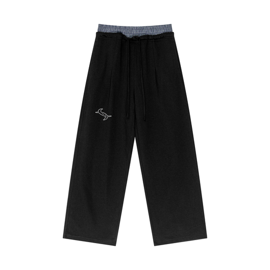 Plaid Contrast Waist Pants